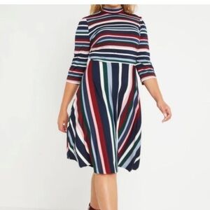 NWT! Eloquii Multicolor Striped Long Sleeve Dress